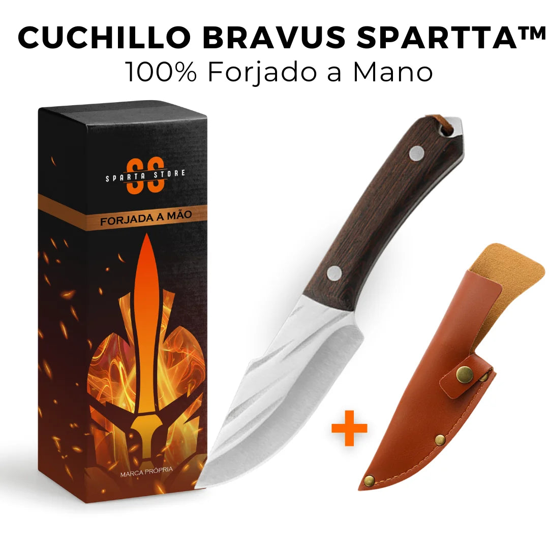 Cuchillo Bravus Spartta™ • 100% Forjado a Mano (+FUNDA GRATIS)